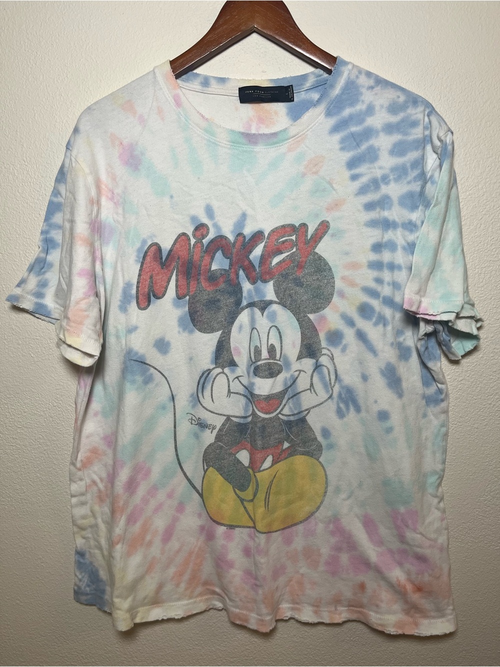 Junk Food Clothing Tie-Dye Mickey Mouse Tee - Blue, Pink, Yellow, White